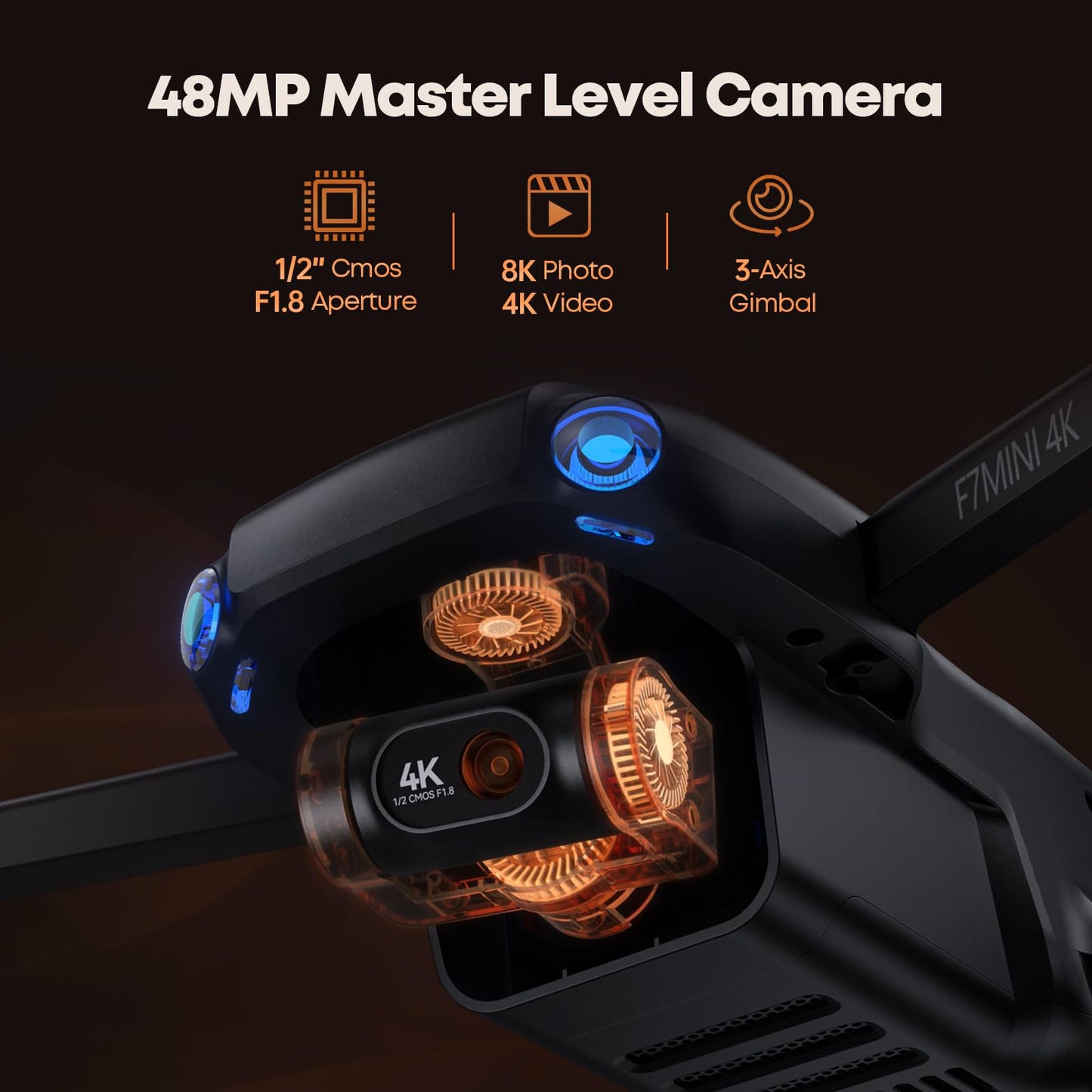 Bwine F7MINI 4K Video 8K Photo Drones with Camera for Adults, 3-Axis Gimbal EIS, 96Mins, 249g FAA-exempt, Over 6KM Transmission, Al GPS Smart Return, Follow, Waypoint, Orbit Fly, Better for Beginner