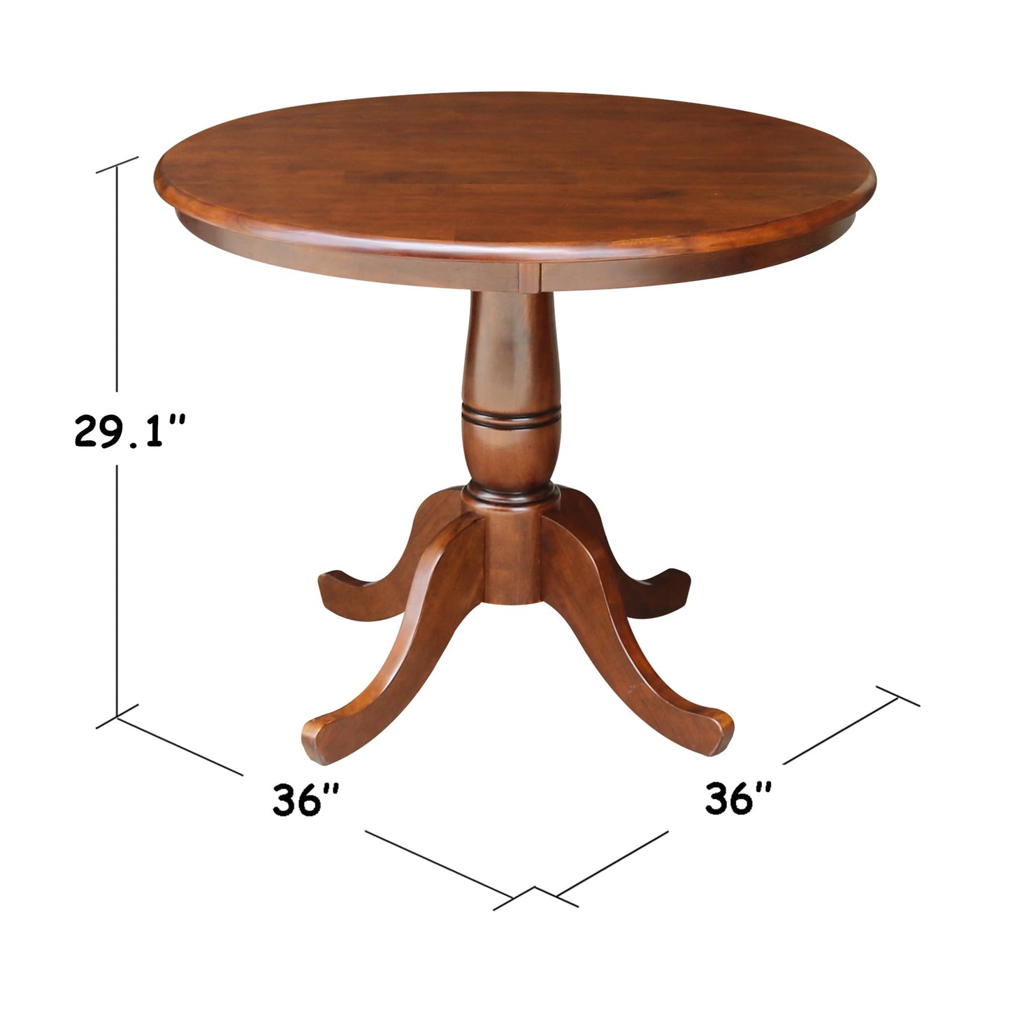 International Concepts 36" Solid Wood Round Top Dining Table in Espresso