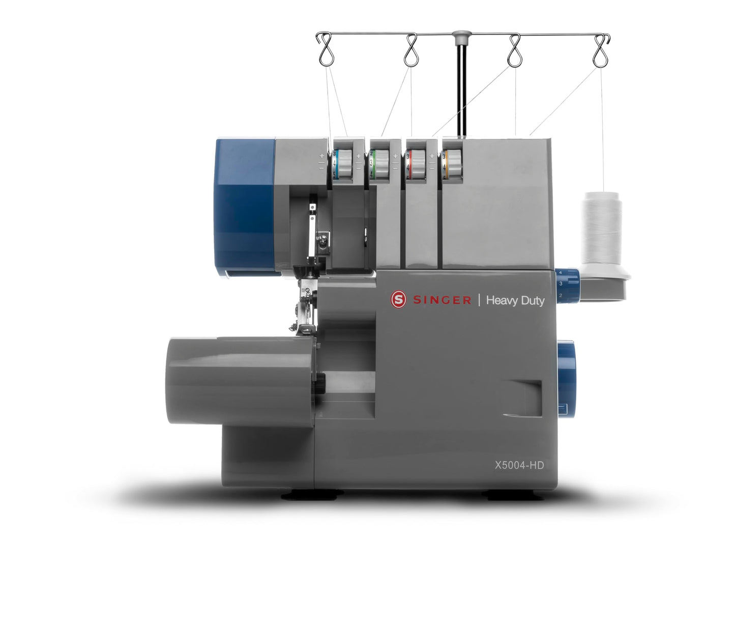 SINGER® X5004-HD Metal Frame Serger & Overlock Machine | 2-3-4 Stitch Capability, 8 Built-In Stitches, 1300 Stitches per Minute, Adjustable Differential Feed & 2 LED Lights (Grey/Blue)