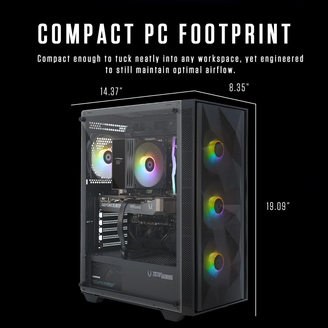 ZOTAC MEK AI-Enhanced Gaming PC Desktop Computer - NVIDIA GeForce RTX 5050, AMD Ryzen 5 5500 4.2GHz, 16GB DDR4, 1TB NVME M.2 SSD, 650W 80+ Gold PSU, WiFi 6E, Windows 11 Home