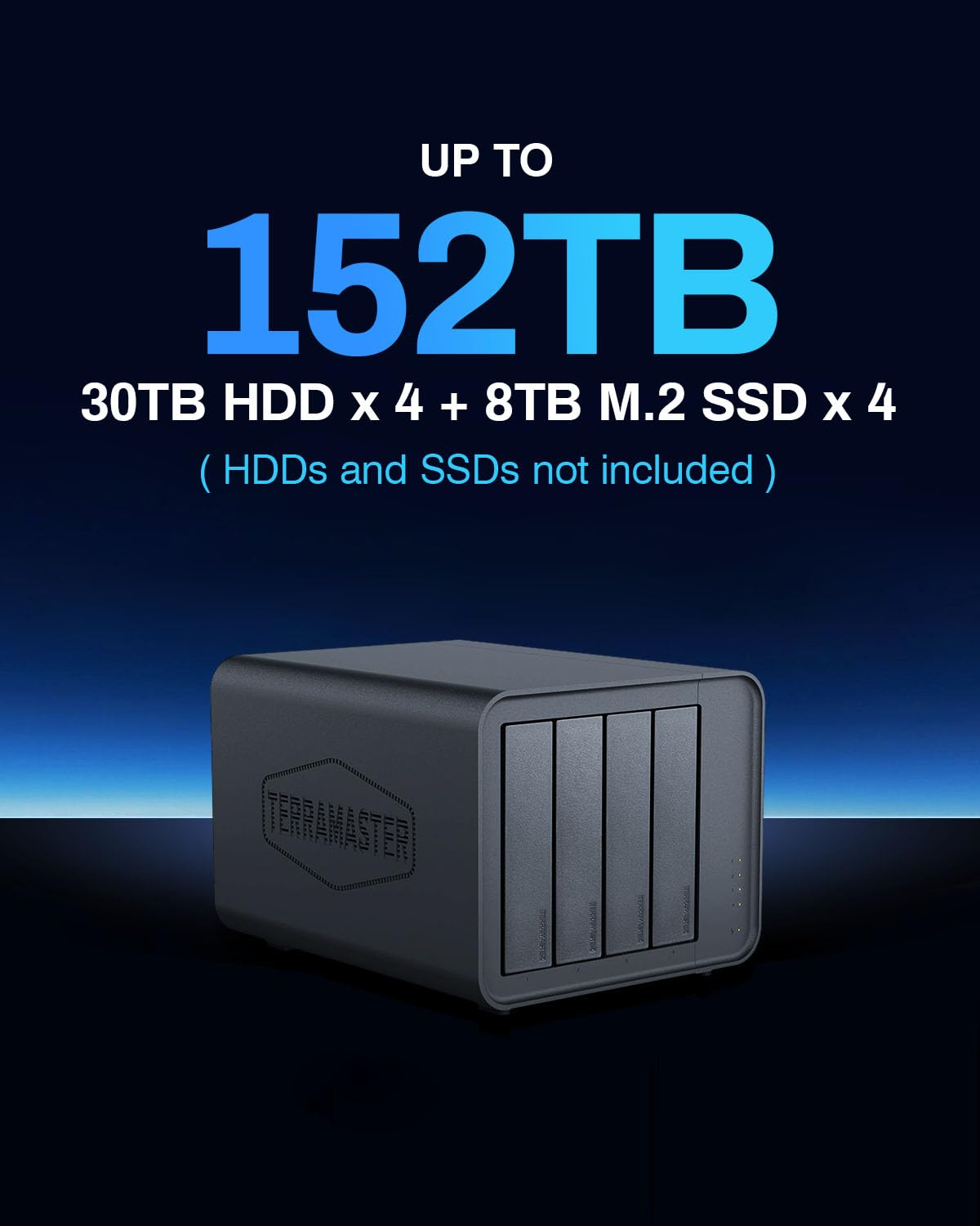 TERRAMASTER D8 Hybrid HDD NVMe Enclosure USB 3.2 Gen 2 10Gbps Type C 8Bay USB Storage (Diskless)