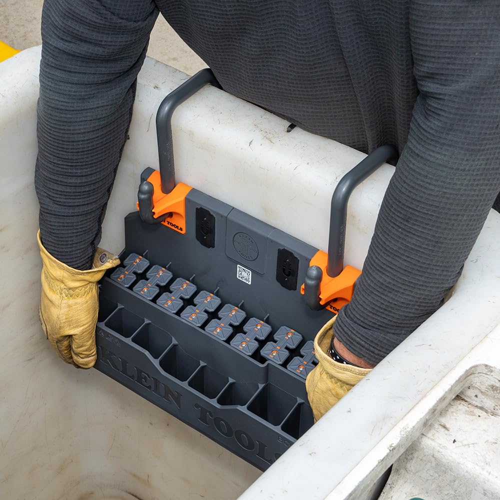 Klein Tools BC501S S-Hook Hard Tool Storage Module, 18 Compartments, Magnetic, Optional S Hooks Secure Module to Aerial Utility Buckets