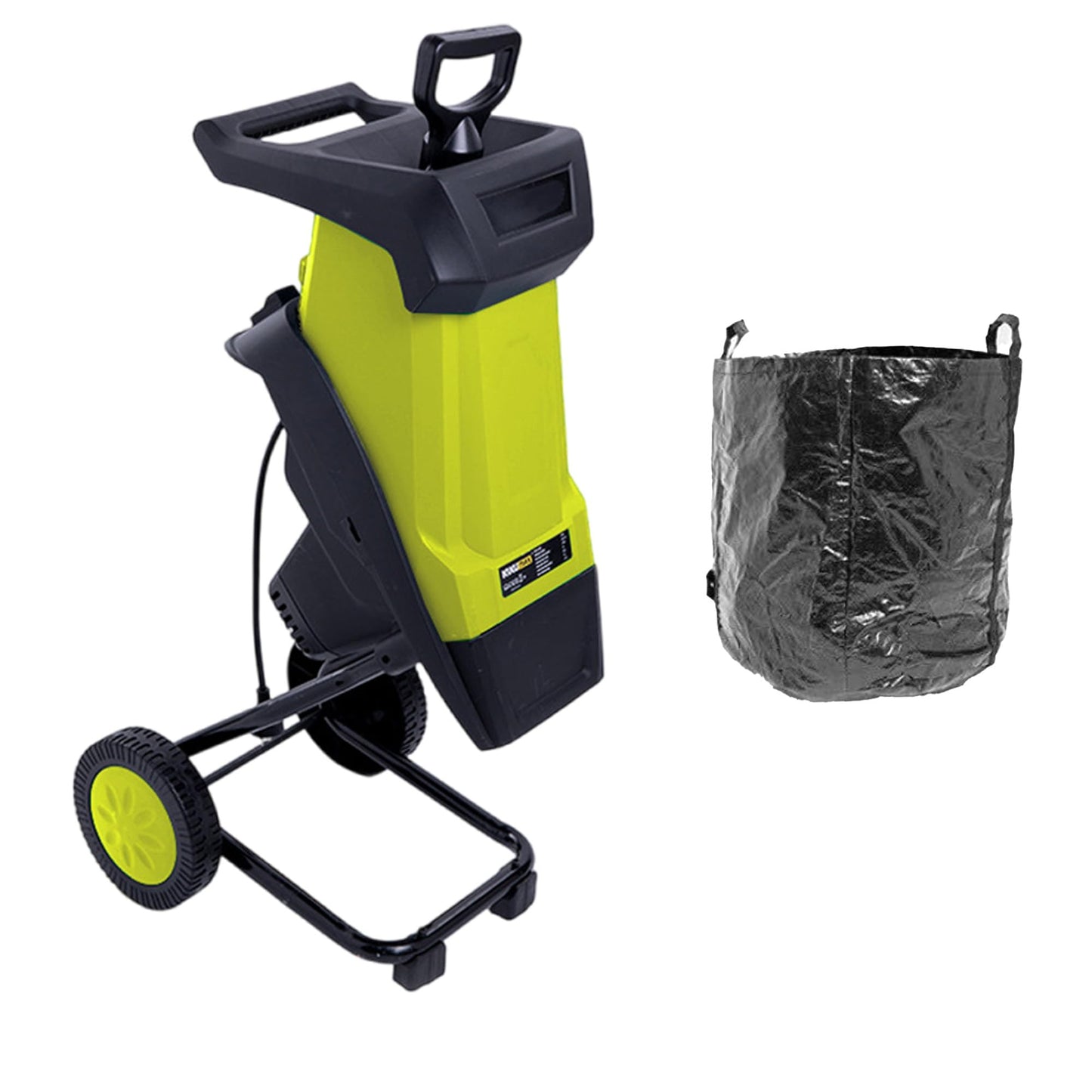 ZHDANB Electric Shredder mulcher, Mulching Machine, 50L Collection Bag, 40mm/1,57in Branch Chipper, Wood Chipper for Compost, for Processing Branches, Sticks & Yard Waste Yellow