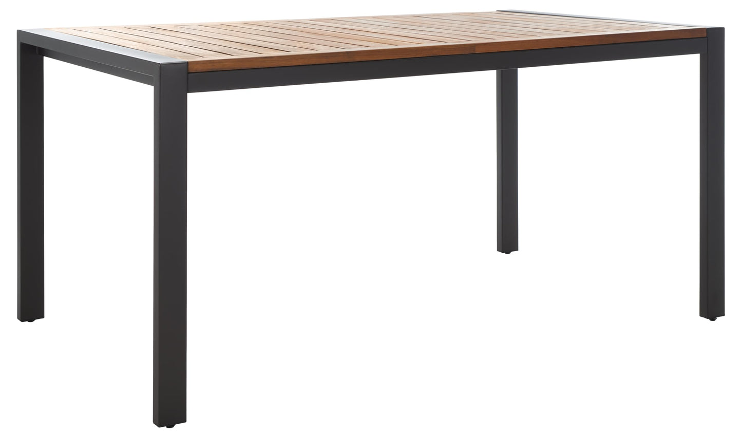 SAFAVIEH Outdoor Collection Guthrie Natural/Black Solid Wood Rectangle Dining Table
