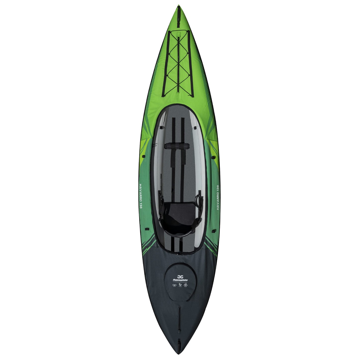 AQUAGLIDE Navarro 130 Convertible Inflatable Kayak with Drop Stitch Floor- 1 Person Touring Kayak without Cover, Green