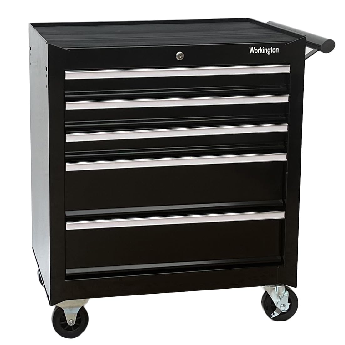 Workington Professional Industrial Rolling Metal Tool Chest with 5 Drawers, 26" 5-Drawer Tool Chest Cabinet with Ball Bearing Drawer Slides, Steel Tool Storage Box Organizer 4102 Black