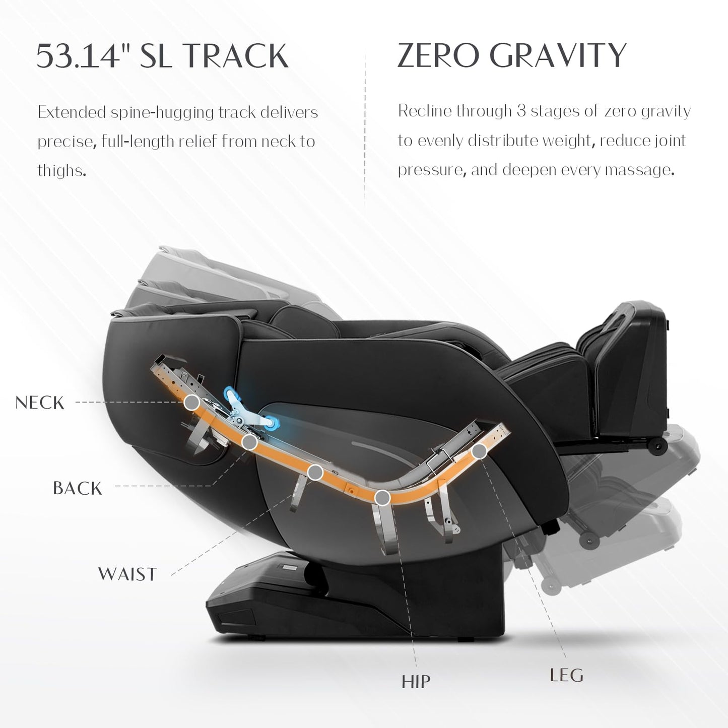 3D Massage Chair, Full Body Massage Chair, Zero Gravity Recliner w/Dynamic Leg Kneading System, 53.14" SL Track, Sleek Appearance, 12 Auto Modes, Wireless Charging, Bluetooth Speaker, TFT Screen