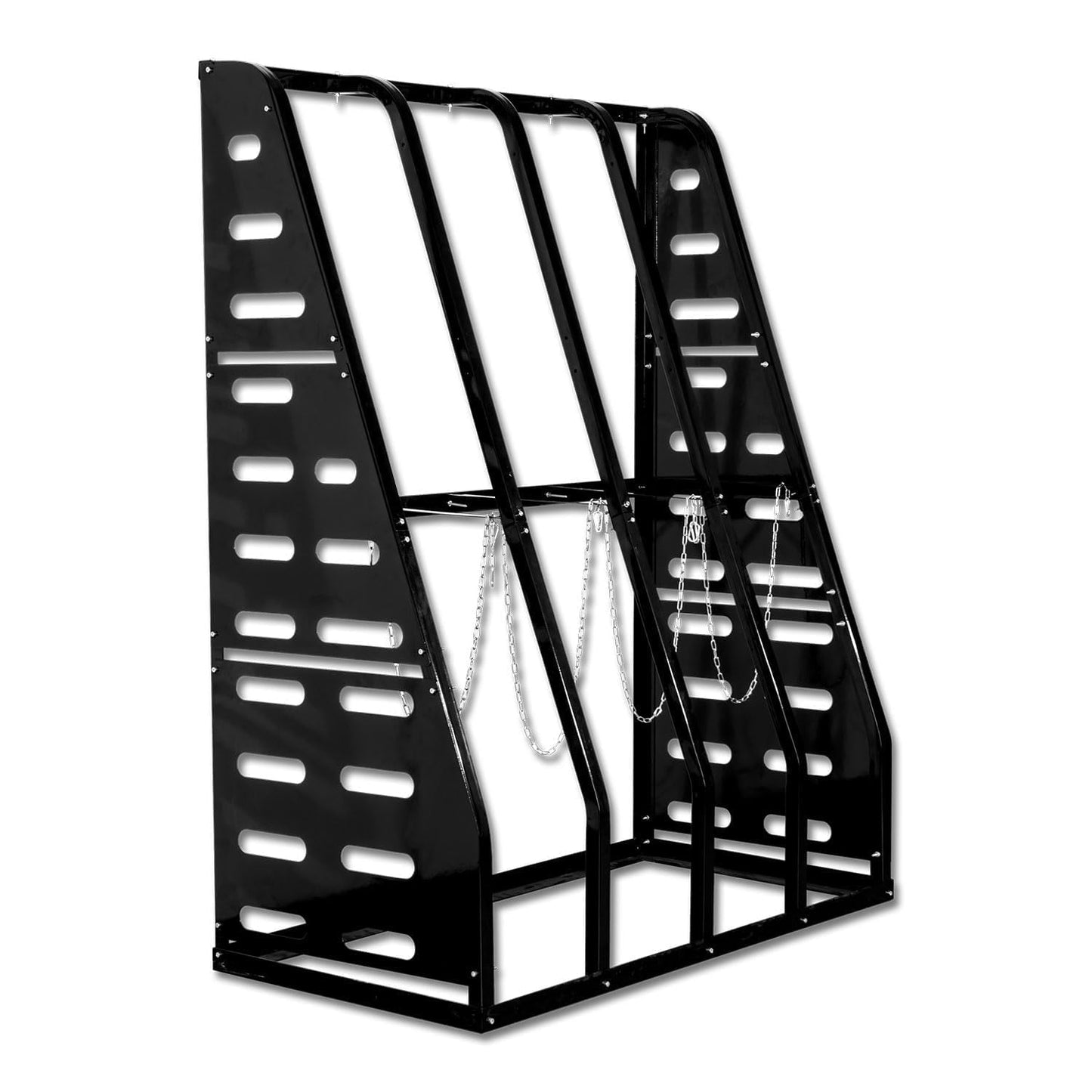 Steel Vertical Long Parts Storage Rack, Lumber Storage Rack 1500 LBS Capacity, Heavy Duty Standing Bar Rack with Safety Chain for Garage Workshop Factory, 4 Bays, Black,