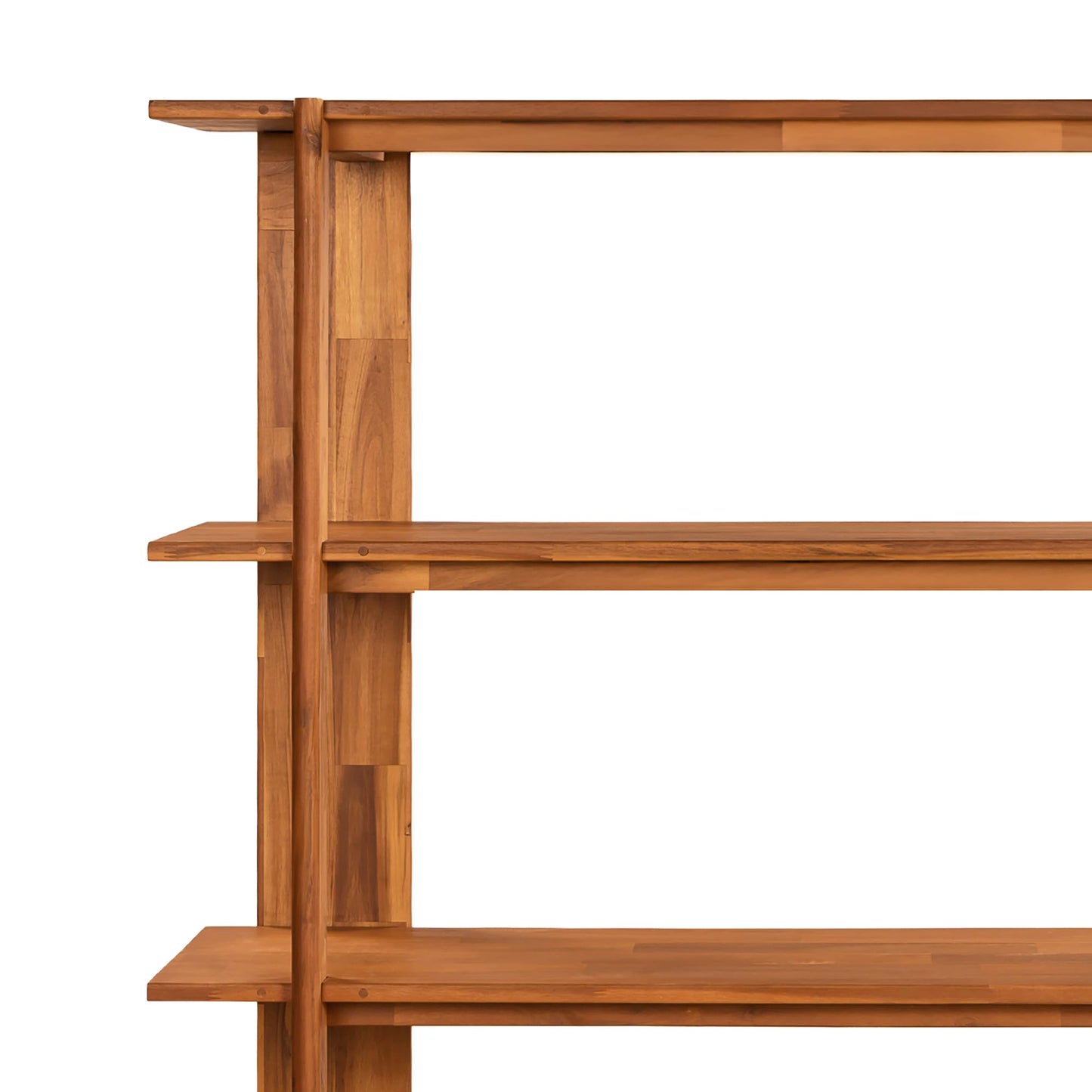 Merax 4 Shelf Bookcase H-70 L-53 Acacia Wood Open Bookshelf Teak Finish