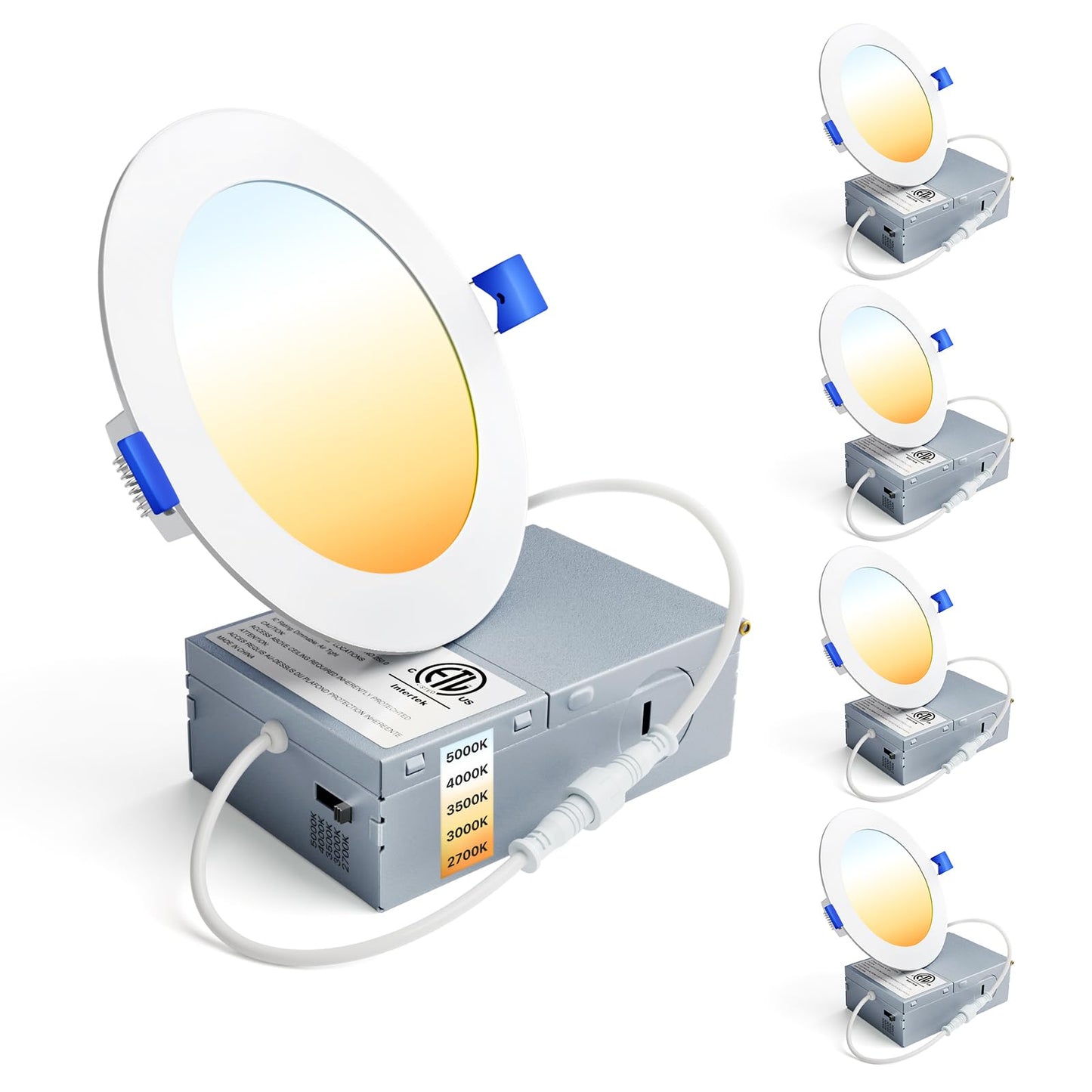 Ensenior 4 Inch LED Recessed Light, Dimmable 2700K-5000K, 750LM, 9W, ETL & FCC Certified, Ultra-Thin