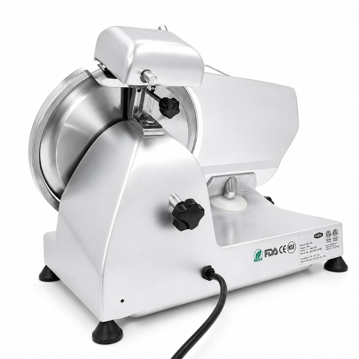 KWS 10NS Commercial 10" Electric Meat Slicer, 320W High-Torque Motor, Stainless Steel Blade, Deli-Style Thin Slicing, Built-In Sharpener, Heavy-Duty Aluminum Body for Meat, Cheese & Semi-Frozen Foods