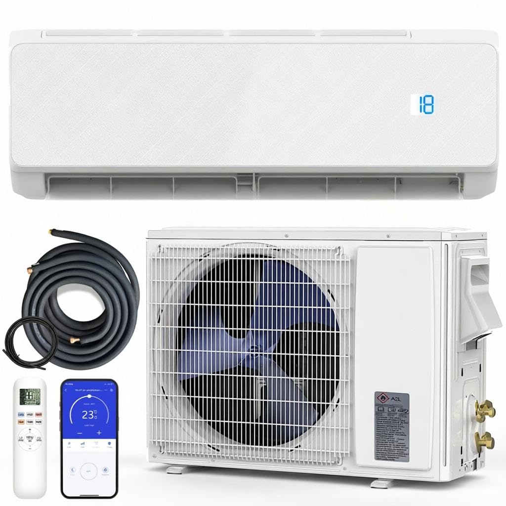 Mini Split Ac/Heating System - 12000 BTU Wall Mounted Mini Split Air Conditioner with Heat Pump, WiFi Enabled,22 SEER2 115V Energy Efficient Ductless Wall Ac Unit Up to 750 Sq. Ft