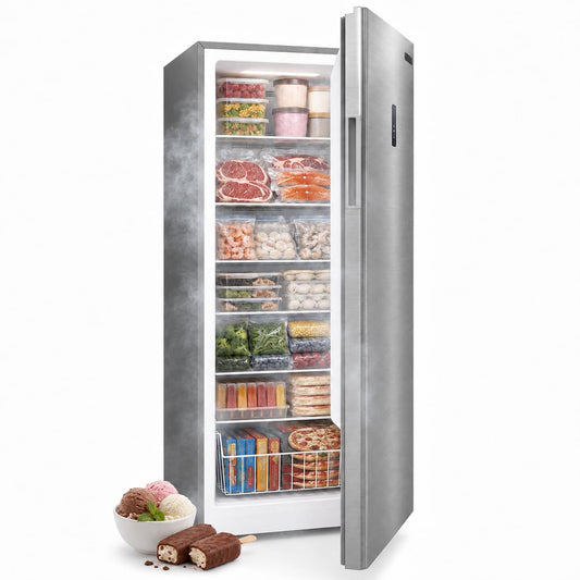 14 Cu.Ft Upright Freezer, Single Door Stand Up Freezer with Adjustable Shelves, Mechanical Temperature Control, Freestanding Deep Freezer for Garage, Kitchen, Home Use