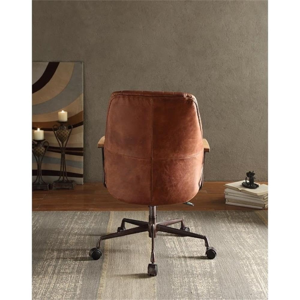 Acme Hamilton Leather Swivel Office Chair in Cocoa