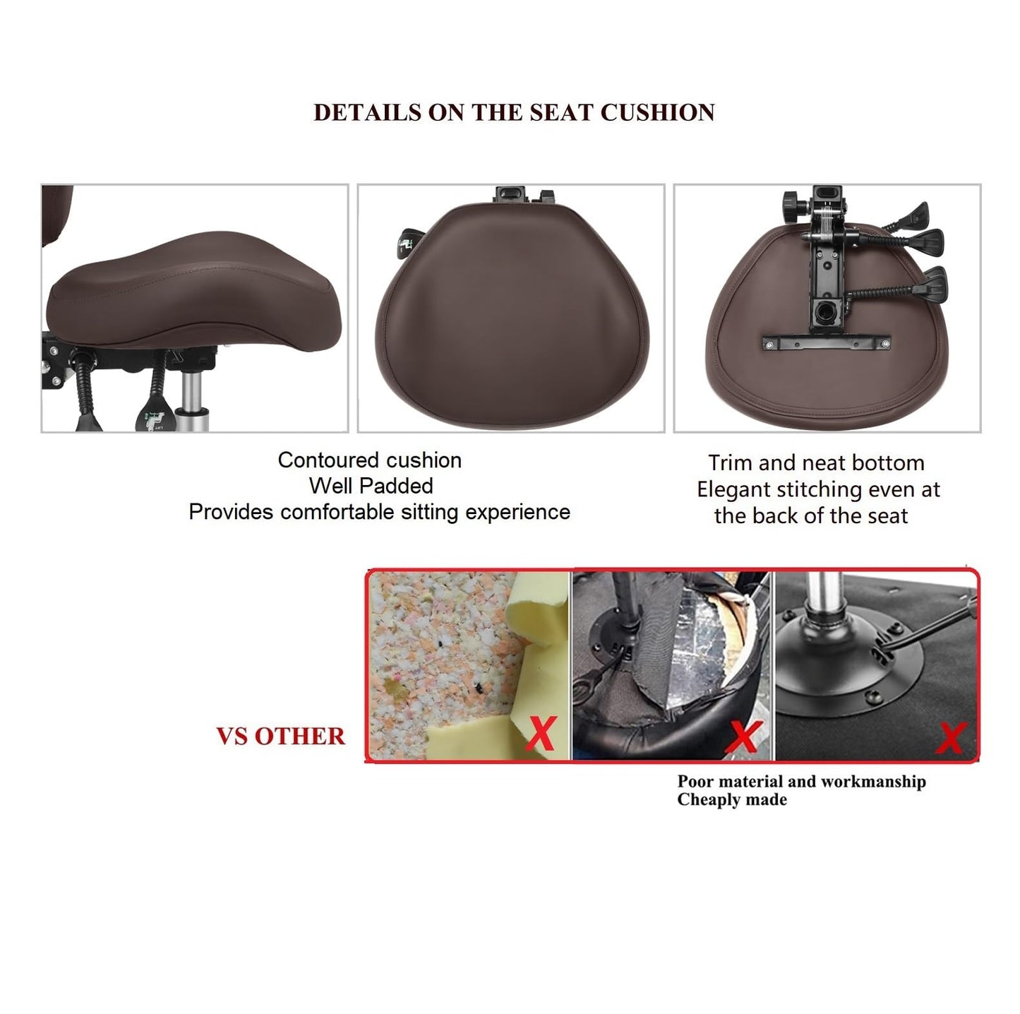 Kaleurrier Adjustable Stools Drafting Chair with Backrest & Foot Rest,Tilt Back,Swivel Seat,Rolling Wheels,for Studio,Dental,Office,Salon and Counter,Armless Tall Home Desk Chairs (Brown)