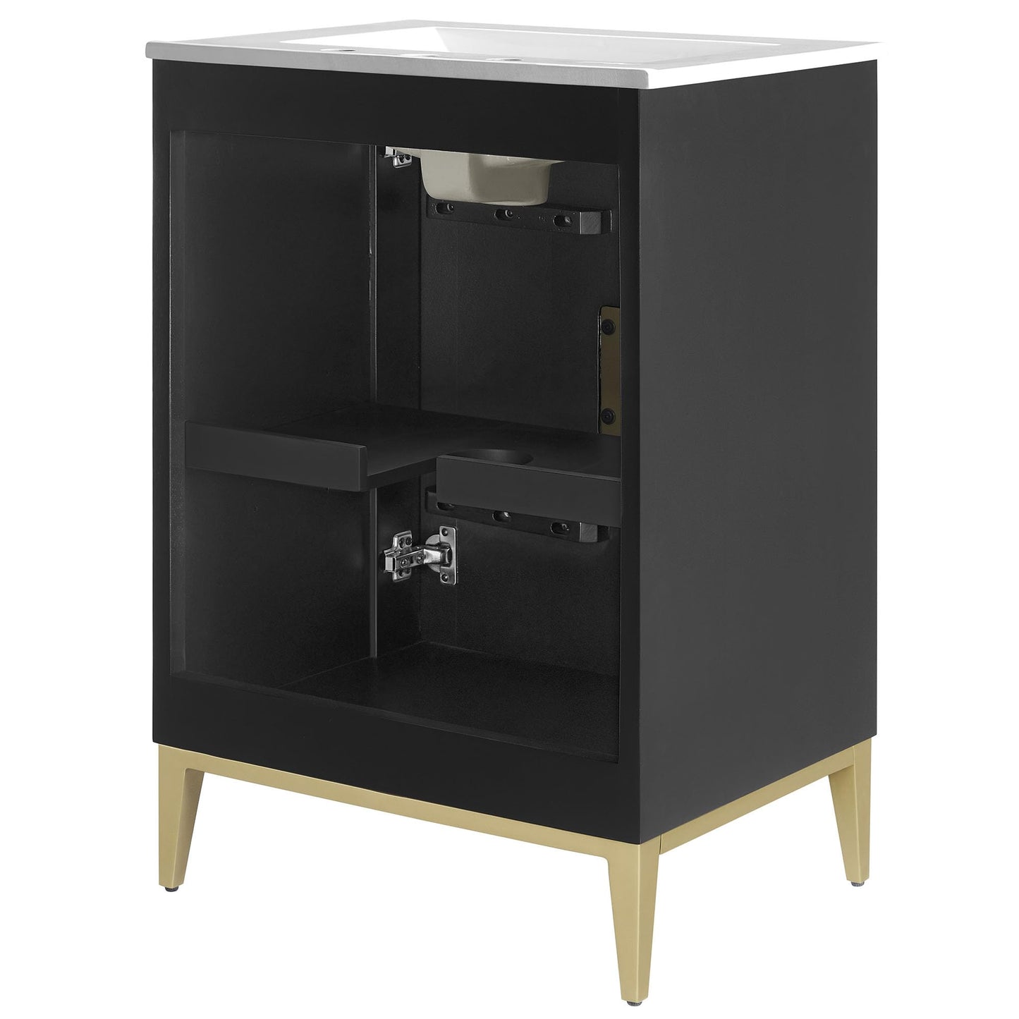 Modway Beau 24 Inch Wood Bathroom Vanity Cabinet in White Black