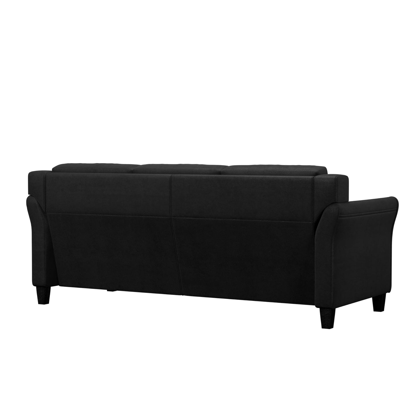 Studio Living Harrington 80.3" Sofa, Transitional Modern, Pocket Coil Comfort, Easy Assembly, Microfiber Fabric, Black