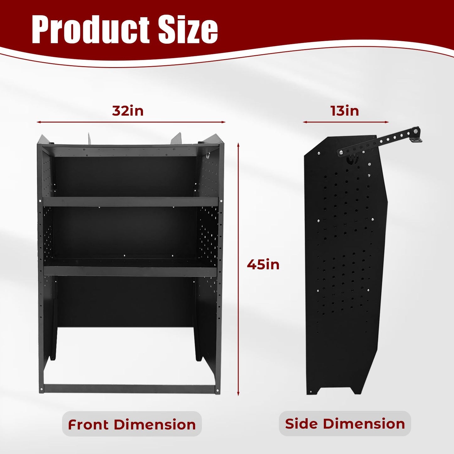 Cargo Van Shelving Storage System, 32" W x 46" H x 13" D Van Shelving Fit for Ford Transit, Chevy Express, GM, NV, Promaster, Sprinter and Metris