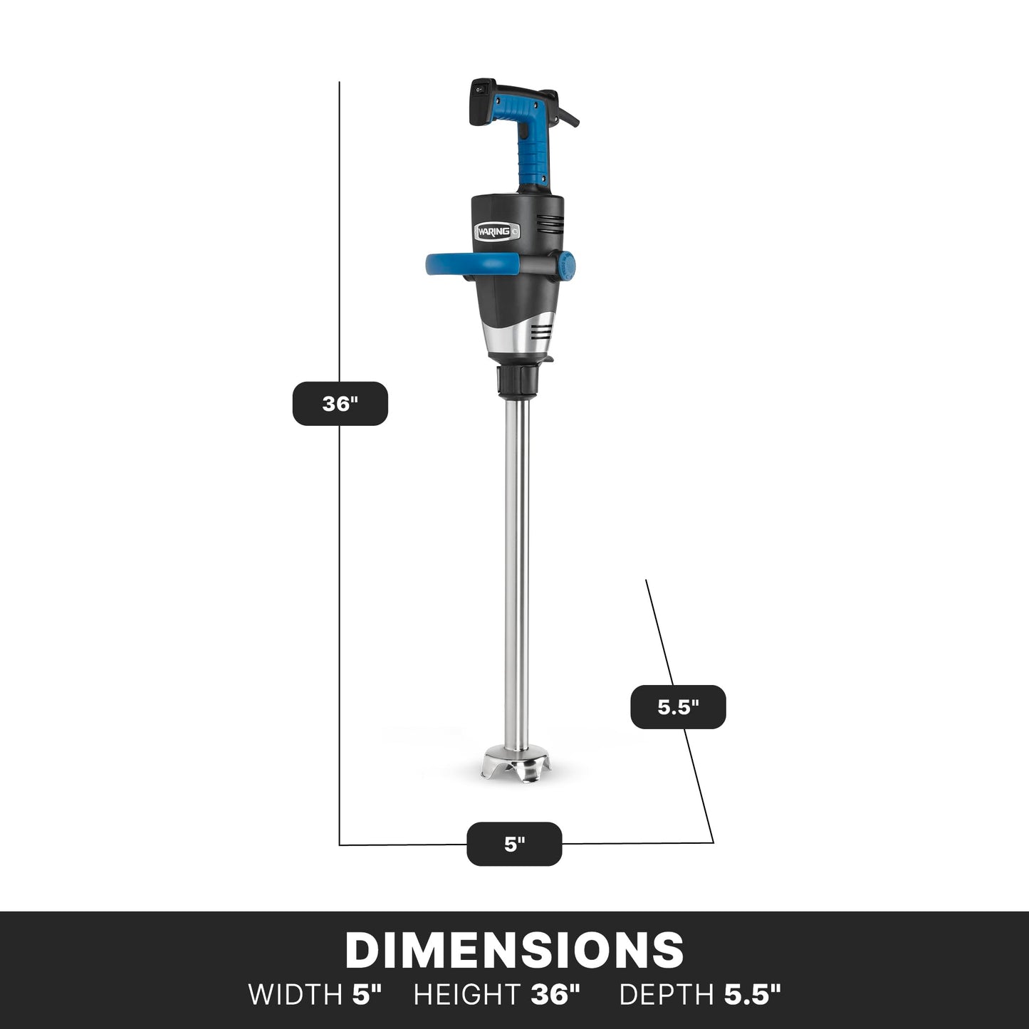 Waring Commercial EvolutionX Immersion Blender, 1.5 Horsepower Motor, 21" Stainless Steel Shaft, Variable Speed, 50-Gallon Capacity, for Professional Hand Blender for Kitchens & Catering, WSB700X
