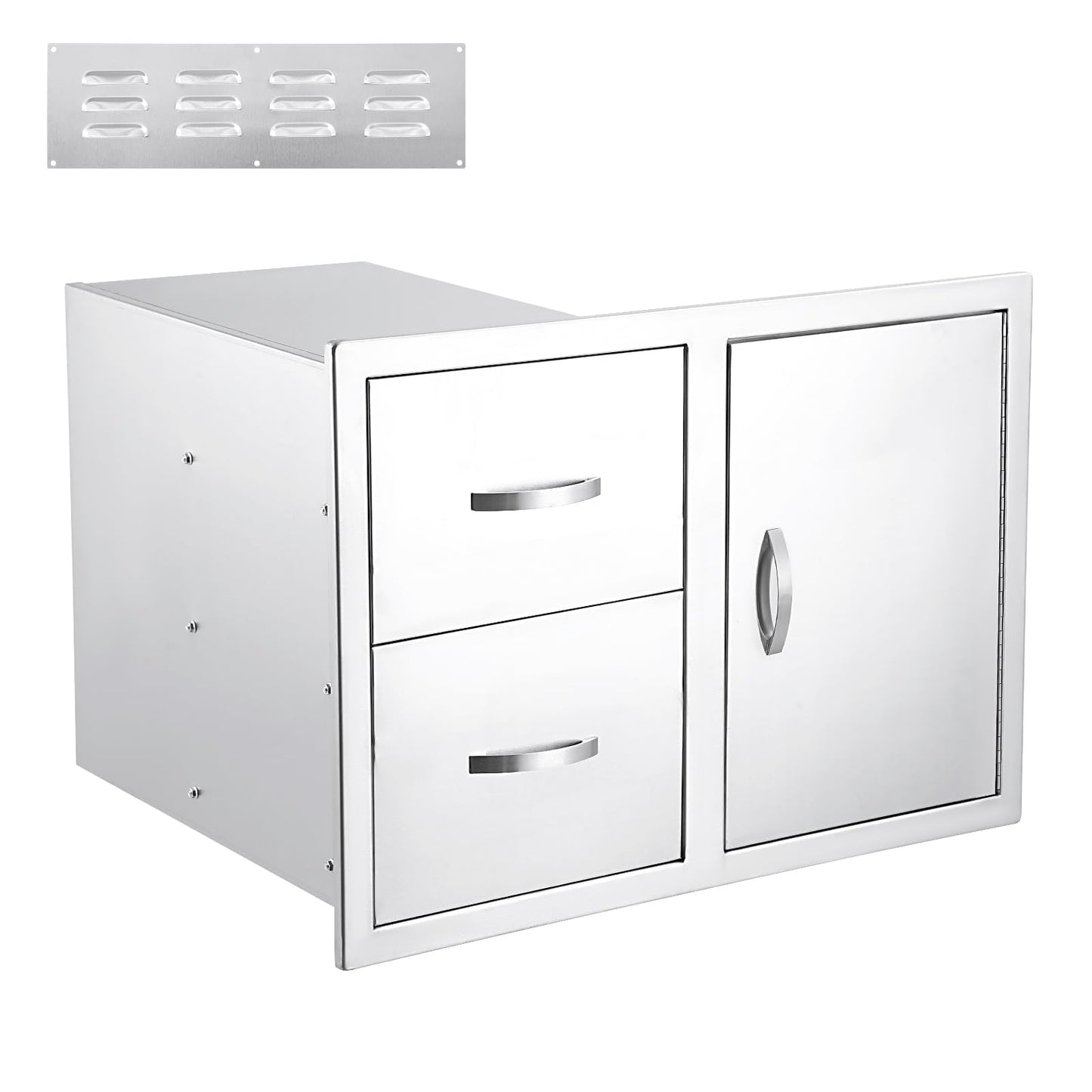  Outdoor Kitchen Drawer 33''W x 22''H x 22''D, BBQ Access Door Drawers Combo with Paper Towel Rack, Stainless Steel Outdoor Kitchen Cabinets for BBQ Island Grill Station Storage Cabinet