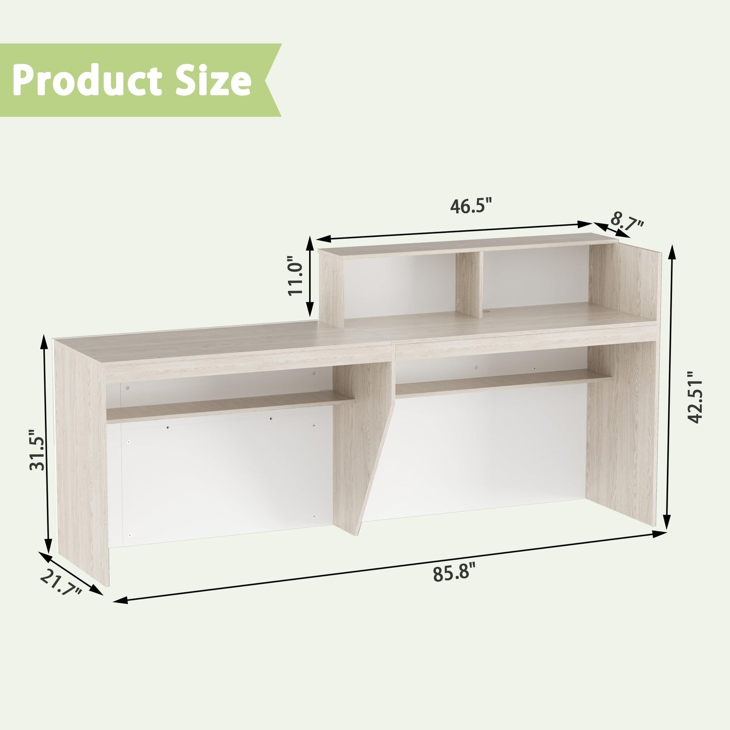 85.8 inches Reception Desk with Counter Modern Front Table Checkout Counter Table Retail Counter for Reception Room,Salon,Office,Store,Shop,Clinic,Lobbies,Retail,Home,White