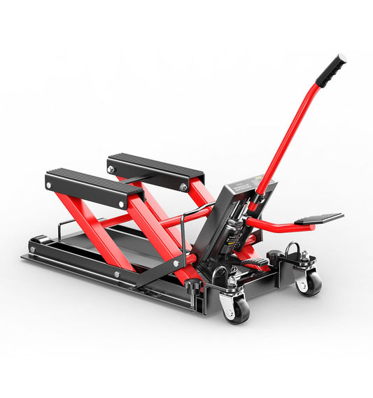 Heavy Duty Motorcycle Scissor Lift Jack 1500 LBS, Motorcycle Lift Table 4.5" to 14.6" Height, Hydraulic Motorcycle Lift Motorcycle Lift Jack Portable Steel Construction for Motorcycle, ATV, Dirt Bike