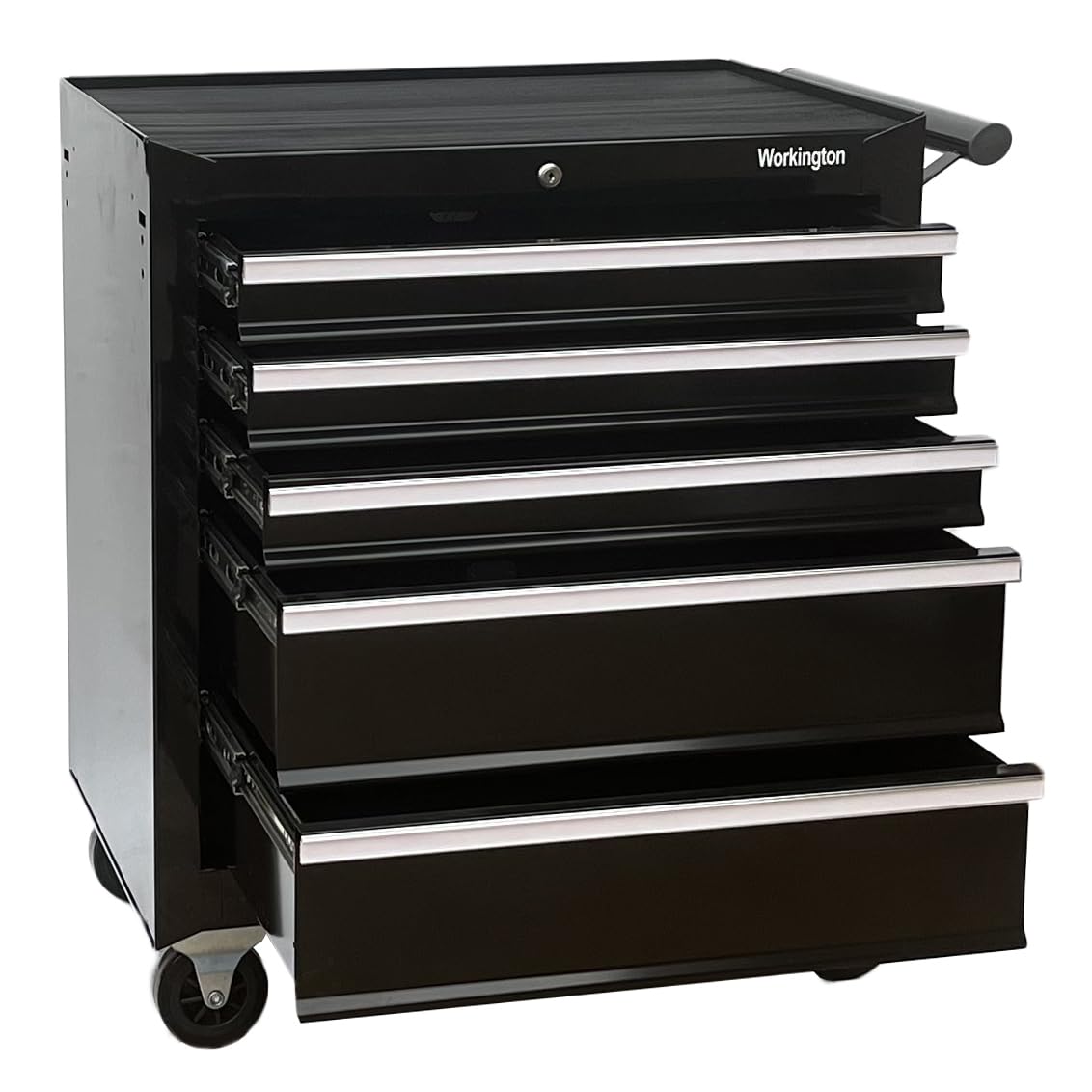Workington Professional Industrial Rolling Metal Tool Chest with 5 Drawers, 26" 5-Drawer Tool Chest Cabinet with Ball Bearing Drawer Slides, Steel Tool Storage Box Organizer 4102 Black
