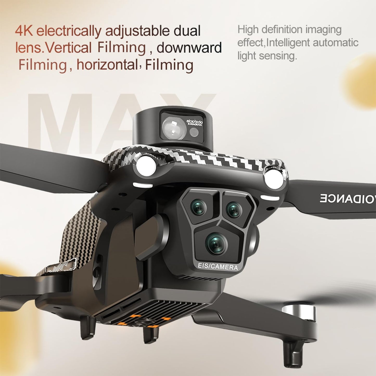 GPS Remote Control Drone, HD Quadcopter with 4K Camera, 7.4V 3000mAh Battery (2 Batteries), 4.5-Inch FPV Screen, 5G Real-Time Transmission, Laser Obstacle Avoidance, Brushless Motor, Optical Flow Positioning, LED Lights, Altitude Hold, Intelligent Hover,