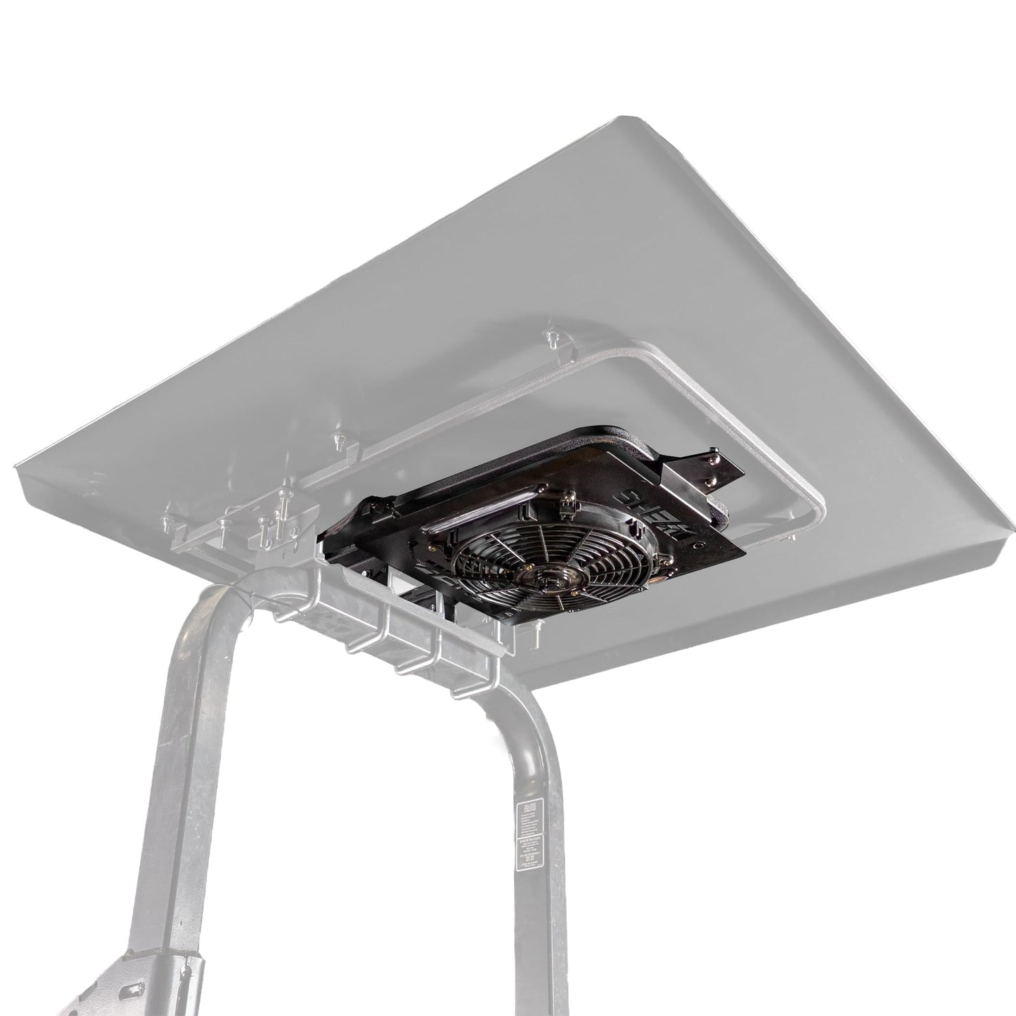 EHS Zero-Turn Canopy Fan with Dual-Speed Cooling Fan & LED Lights – Heavy-Duty UV Protection Sunshade for ROPS Tractors 1.5"-3" – Easy Bolt-On Install, Stay Cool While Mowing - Black
