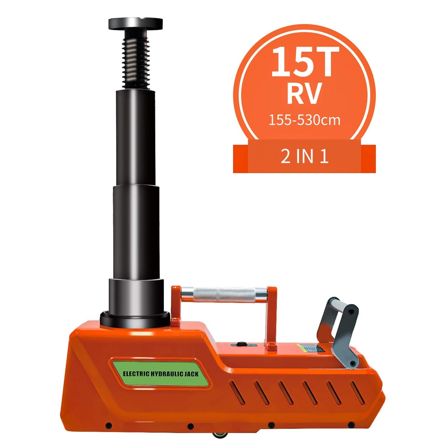 E-HEELP 15 Ton Electric Hydraulic Floor Jack, 12V DC Heavy Duty Truck Jack with LED Light for RV, SUV, Van, Sedan, Trucks (7.8-20.4 Inch Lift)