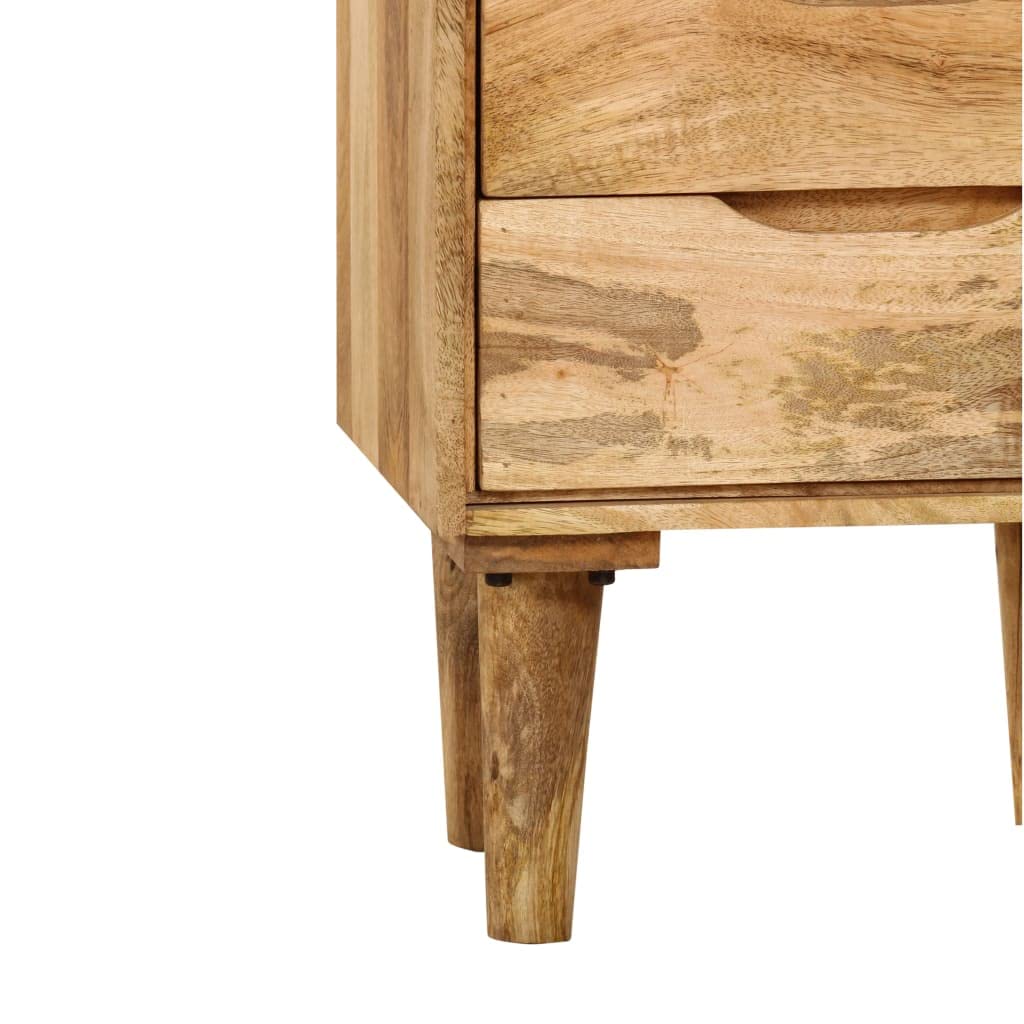 WXGTBKPR Solid Mango Wood Bedside Cabinet with 3 Drawers, Retro Style Nightstand for Bedroom, Storage End Table for Small Spaces, 15.7 x 15.7 x 23.4 Inches, Brown