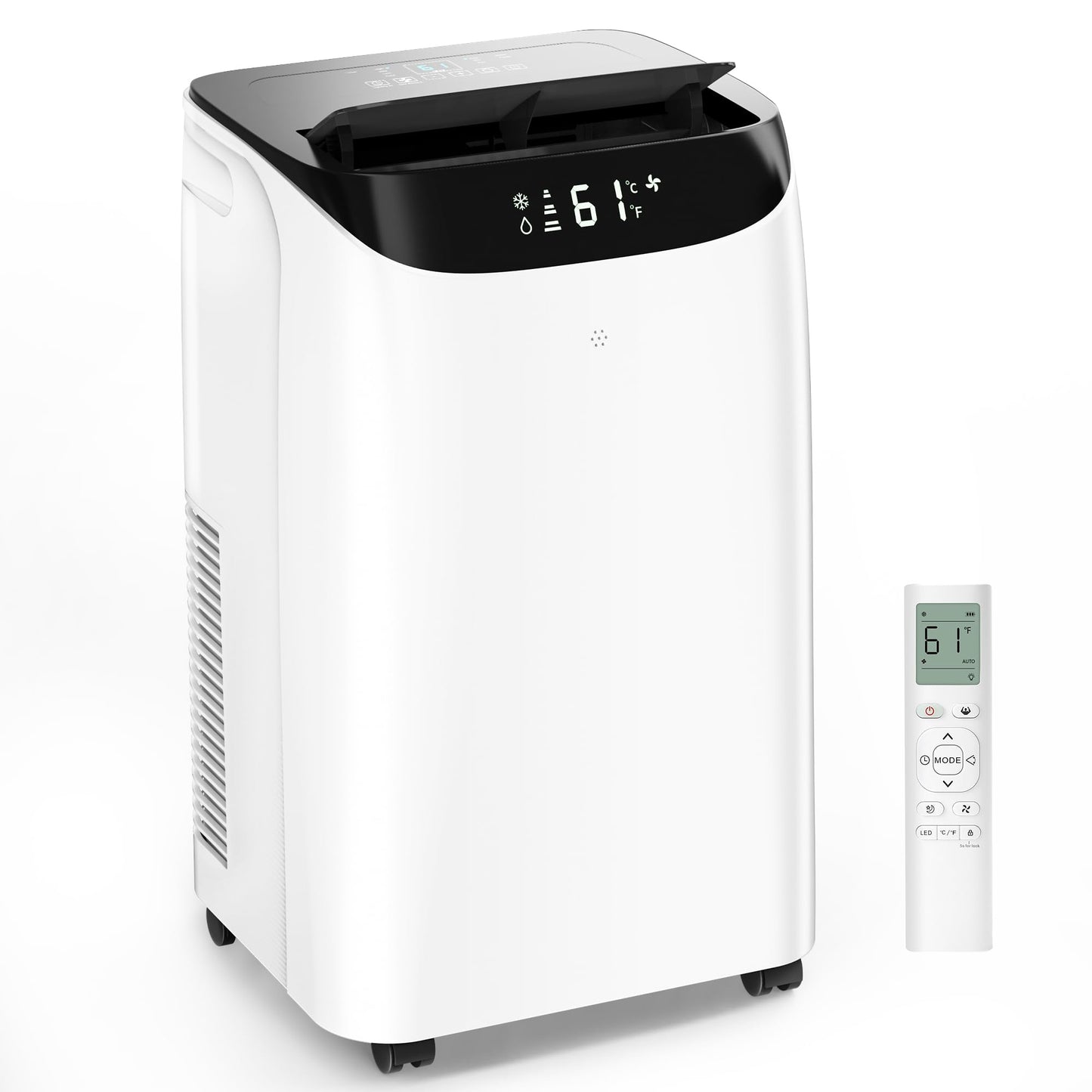 12000 BTU Portable Air Conditioners, Cools Up to 500 Sq.Ft, Free standing AC Unit, Cooling, Dehumidifier, Fan, Sleep Mode, Remote Control & Installation Kit, White