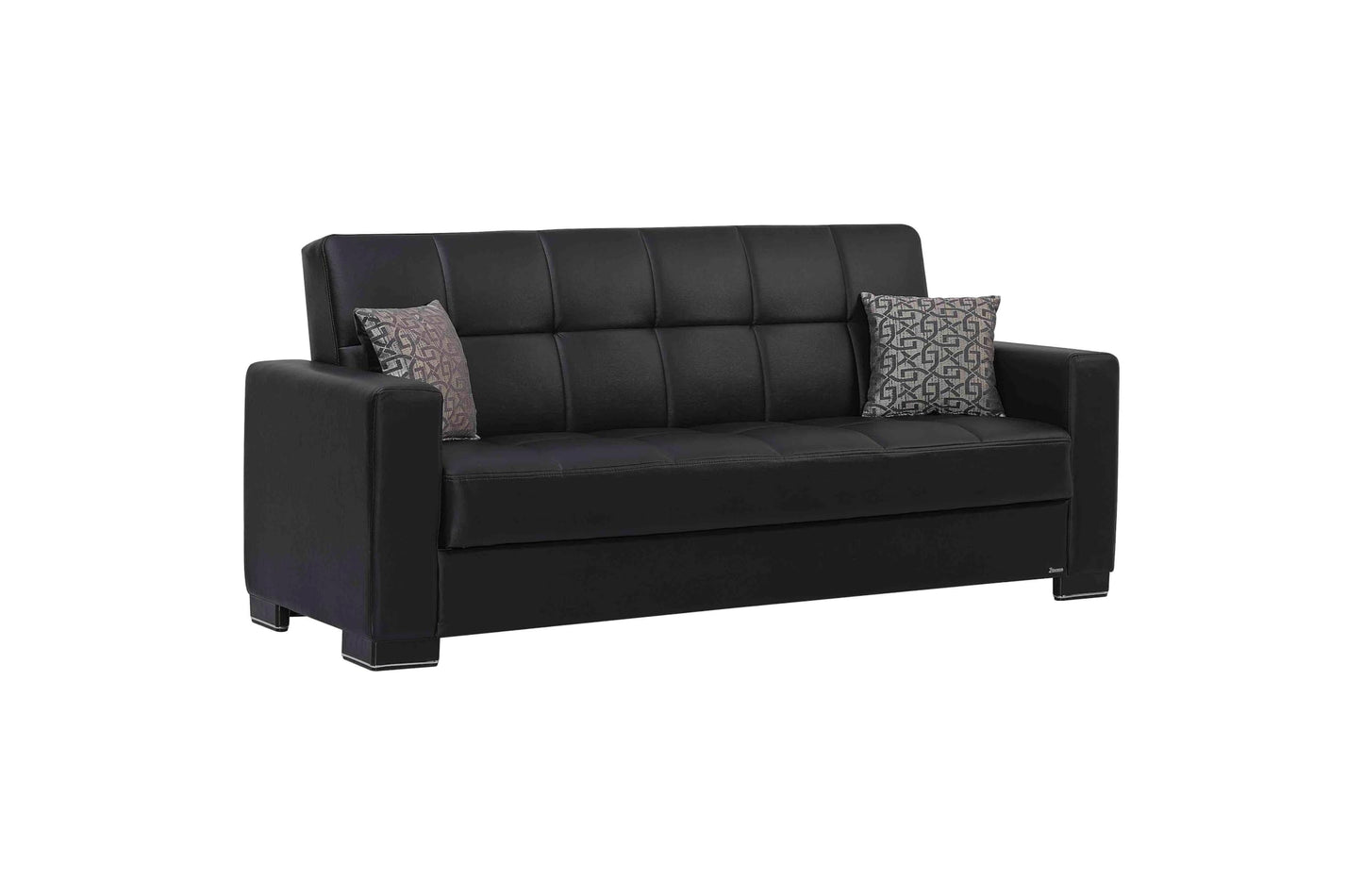 Ottomanson Convertible Sofa Bed Futon Couch with Hidden Storage & Click-Clack Sit-Sleep Conversion – Firm Support Sleeper Sofa for Living Room, Apartment & Guest Room, Black