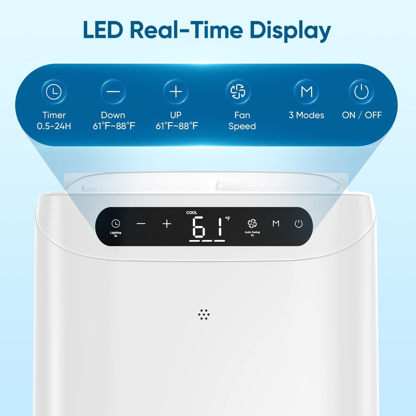 12000 BTU Portable Air Conditioners, Cools Up to 500 Sq.Ft, Portable AC Unit with Remote Control, Cooling, Fan, Dehumidification, Sleep Mode& Installation Kits for Rooms, White