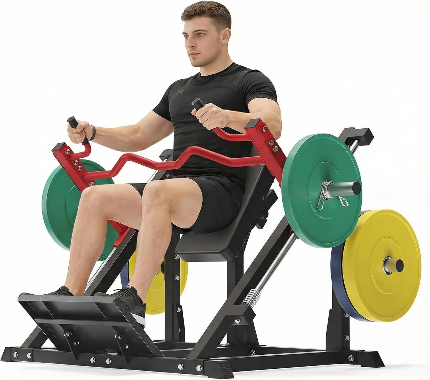 Garvee Linear Row Machine & Romanian Deadlift Station, Chest Supported T-Bar Row Machine for Home Gym, Plate Loaded Back Workout Equipment with Multi-Grip Handle & Adjustable Pad, 500 LBS Capacity