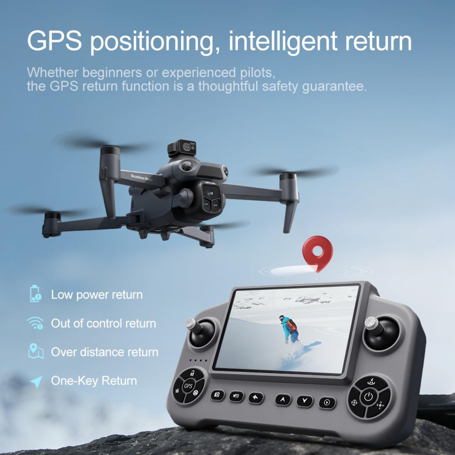 Utceku Drones with Camera for Adults 4K, Under 249g Foldable Quadcopter, 8k Camera Drone with large screen controler and GPS Auto Return, Follow Me, Easy for Beginners,3 batteries (Dark Gray)