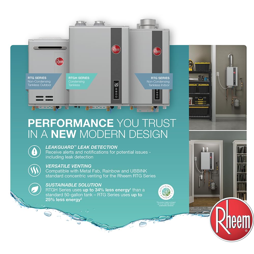 Rheem RTG-70DVLP-3 High Efficiency Non-Condensing Indoor Tankless Liquid Propane Water Heater 7.0 GPM, 160,000 BTUs