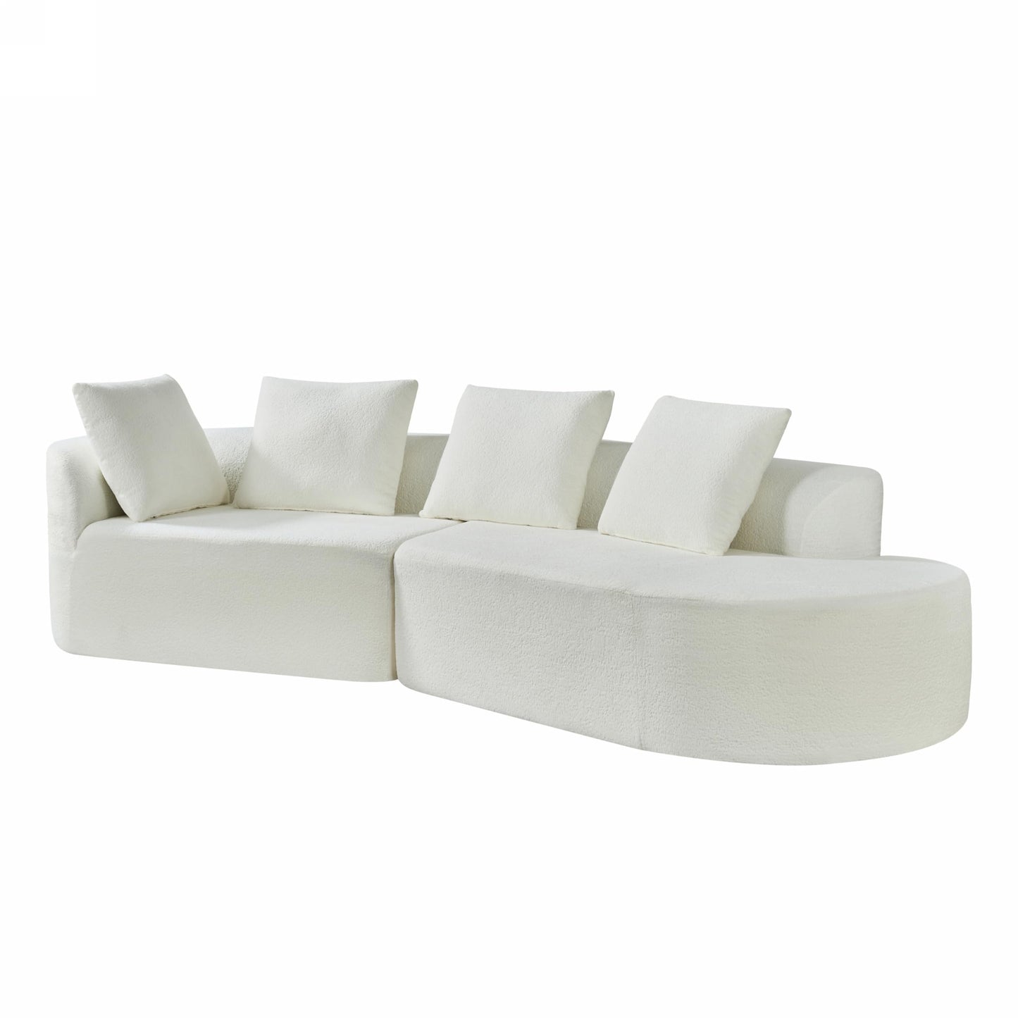 Christopher Knight Home 116" Modern Curved Sectional Sofa 2 Piece Set with Chaise Lounge, High-Density Compressed Sponge Couch, Fully Assembled Right Hand Facing Sofa for Living Room Lounge, Beige