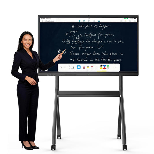Zylosian 65'' 4K UHD Interactive Touchscreen Smart Board, Android 14 Wireless Digital Whiteboard with Open App Ecosystem, Wall-Mounted Smartboard for Classroom Home Office Studio
