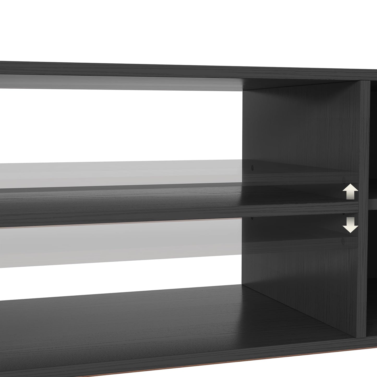 ZOSQUARE 65 Inch TV Stand for Up to 75 inch TVs, Fluted Entertainment Center with Adjustable Shelve, Curved Round Corner TV Console Table with Storage for Living Room, Bed Room (Black)