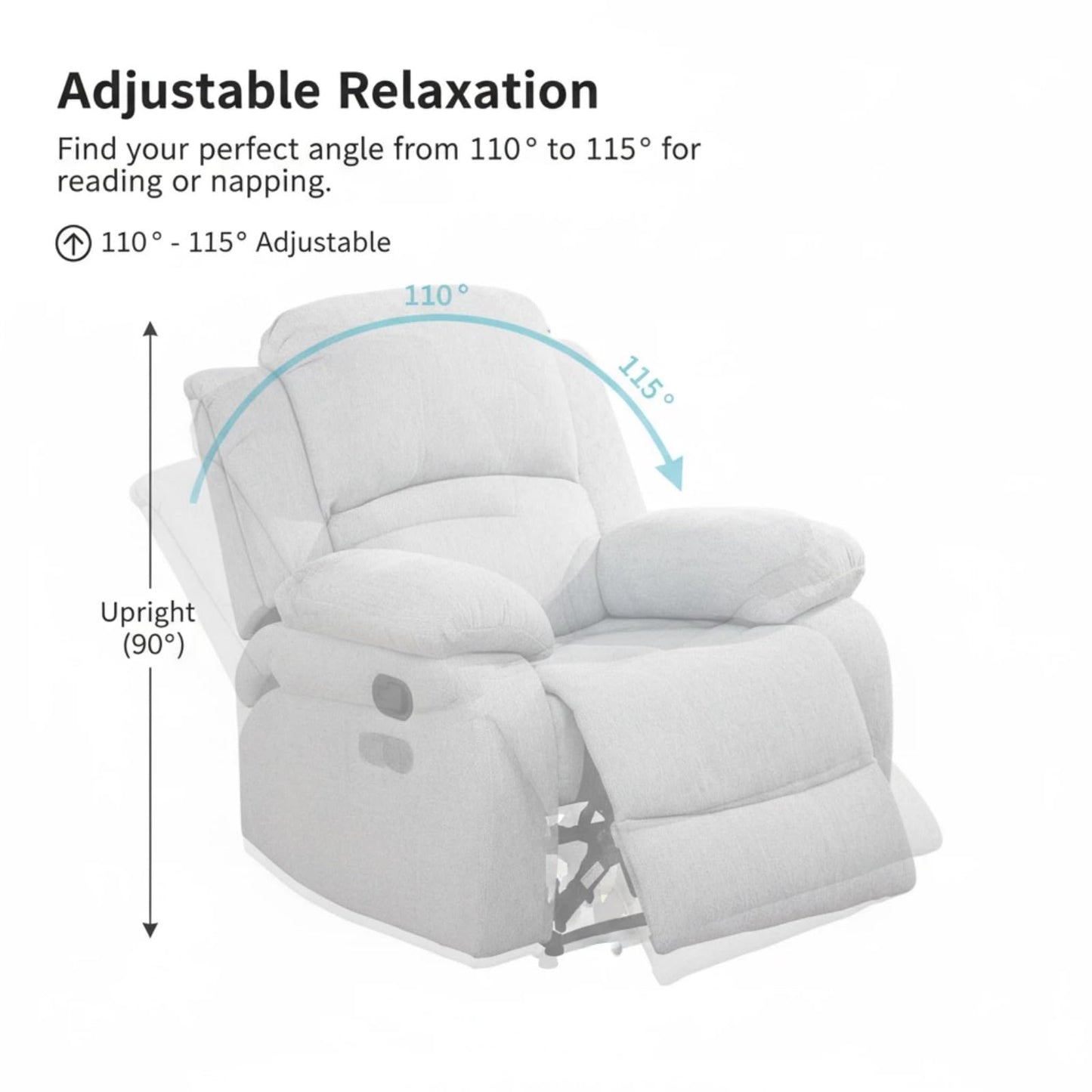 Trygoal Manual Recliner Sofa Set, Linen Reclining Living Room Furniture Set, Adjustable Backrest Reclining Chair & a 3 Seater Couch Furniture Set for Living Room & Home Theater, White Grey