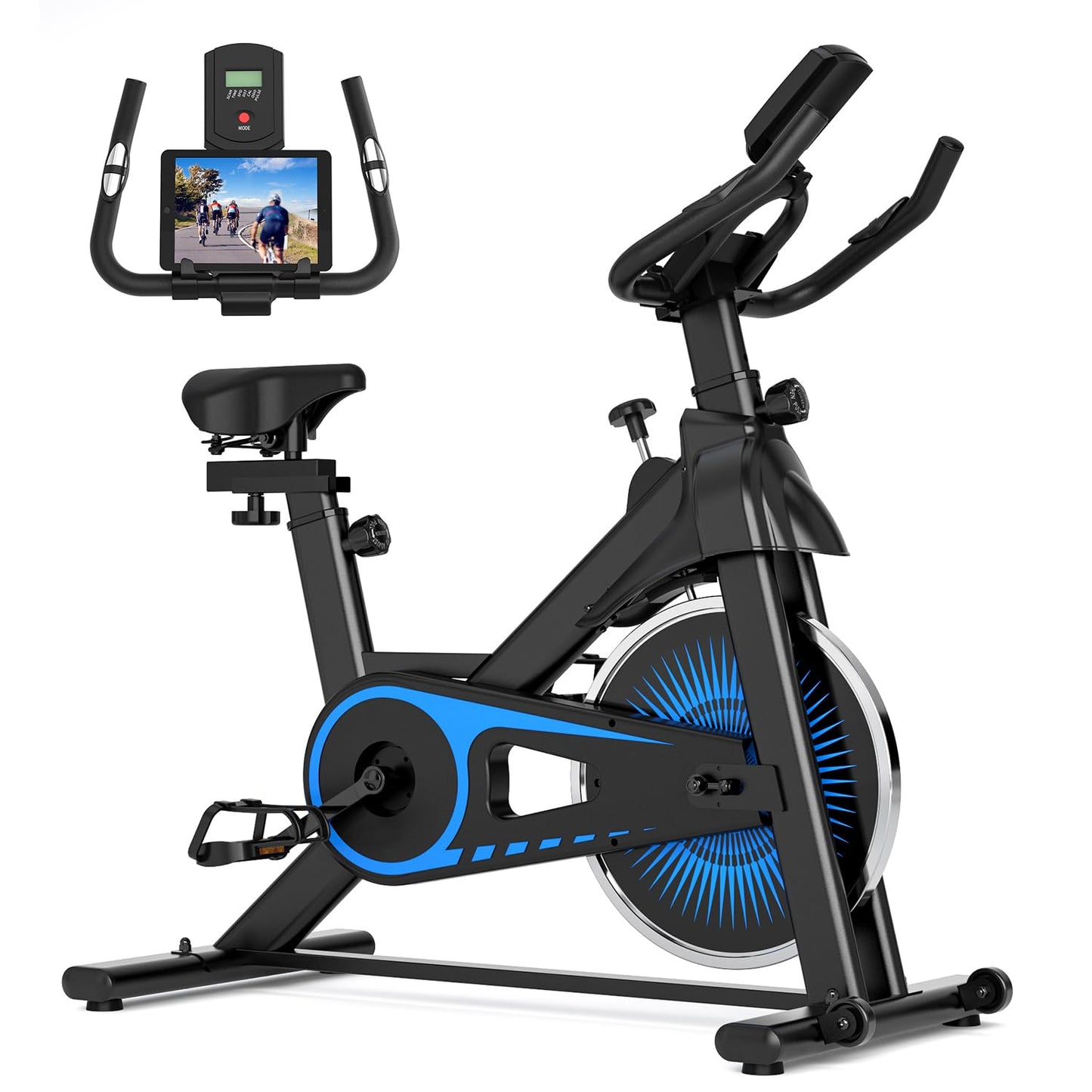 Exercise Bike,Adjustable Resistance Indoor Cycling Bike for Home Exercise - Stationary Bike with Smartphone Holder, LCD Display & Heart Rate Monitor