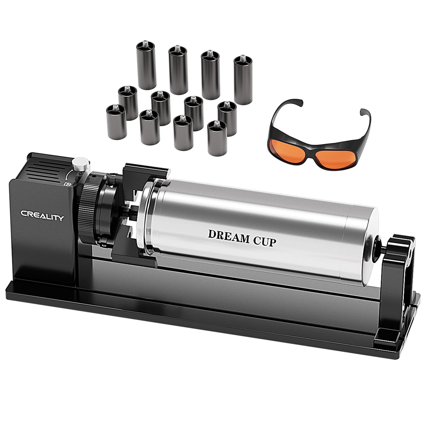 Creality Rotary Roller Kit with Risers for Falcon A1 Laser Engraver, Engraving Accessories for Engraving Cylindrical Objects, Wine Glass, Baseball Bat, Ring