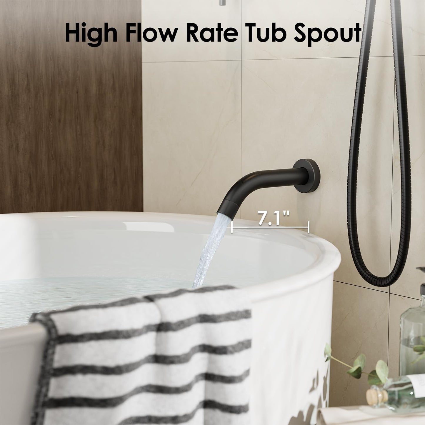 Gabrylly Thermostatic Shower System with Tub Spout, All Metal Bathtub Shower Faucets Set with Anti Scald Shower Valve, High Pressure 10" Rain Shower head with Handheld Spray Combo, Matte Black