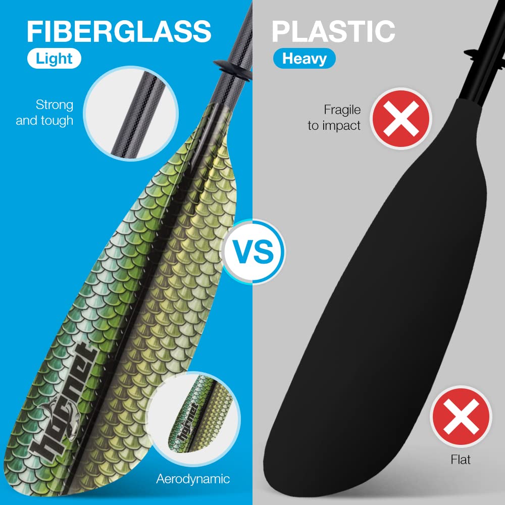 Hornet Watersports Fiberglass Kayak Paddle for Adults- Ideal for Touring, Fishing and Boating- 90.5 inches / 230CM Adjustable with Carbon Fiber Shaft- Kayak Oars Kayaking Equipment