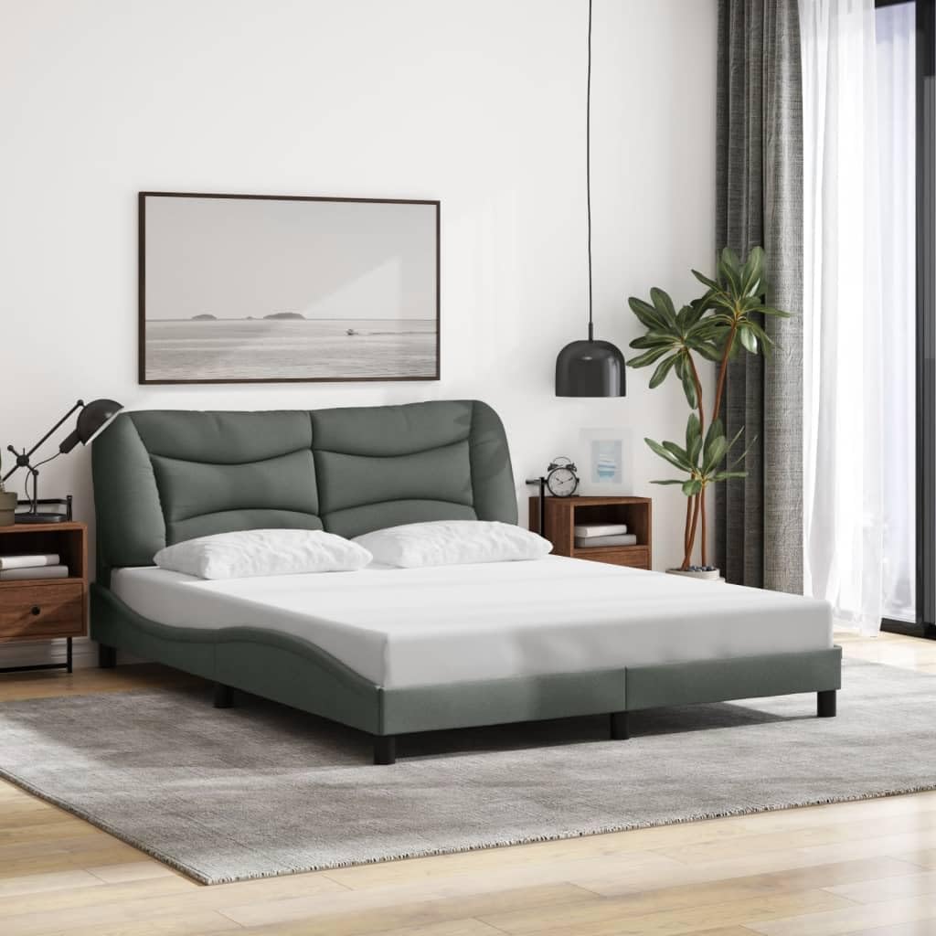 FUDUGEHMIOFWFJJ Split Queen Adjustable Bed,Bed Base,Bed Frame for Adjustable Base,Bed Frame with LED Without Mattress Dark Gray 59.8"x79.9" FabricSuitable for Bedroom, Office, Balcony