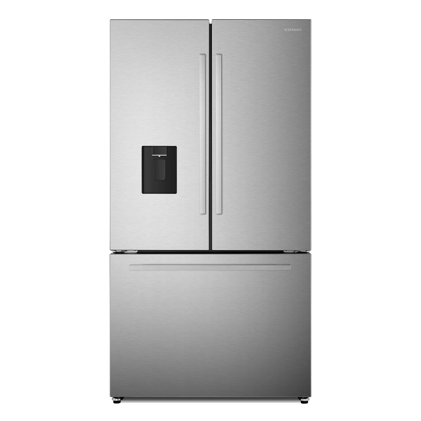 COSMO COS-FDR223GWSS 36 in. Lumin Collection 22.4 cu. ft. Counter Depth French Door Refrigerator, Water Dispenser, Ice Maker, Stainless Steel