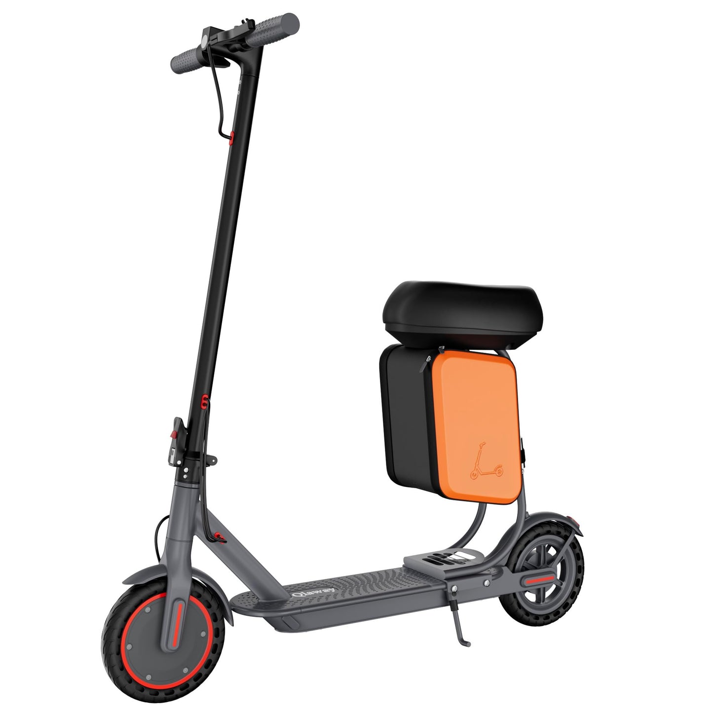 Qlaway 8.5" E Scooter for Adults 19 MPH 350W Motor 187.2WH Battery, Motorized Scooter Up to 15 Miles Range, Foldable, Bearing 265 LBS/APP Control with Seat