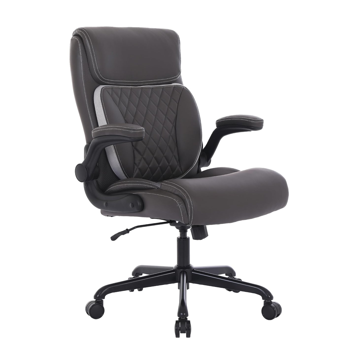 Youhauchair Executive Office Chair, Ergonomic PU Leather Computer Desk Chair with Lumbar Support, Flip-up Armrests and Adjustable Height, for Home Office, Brown