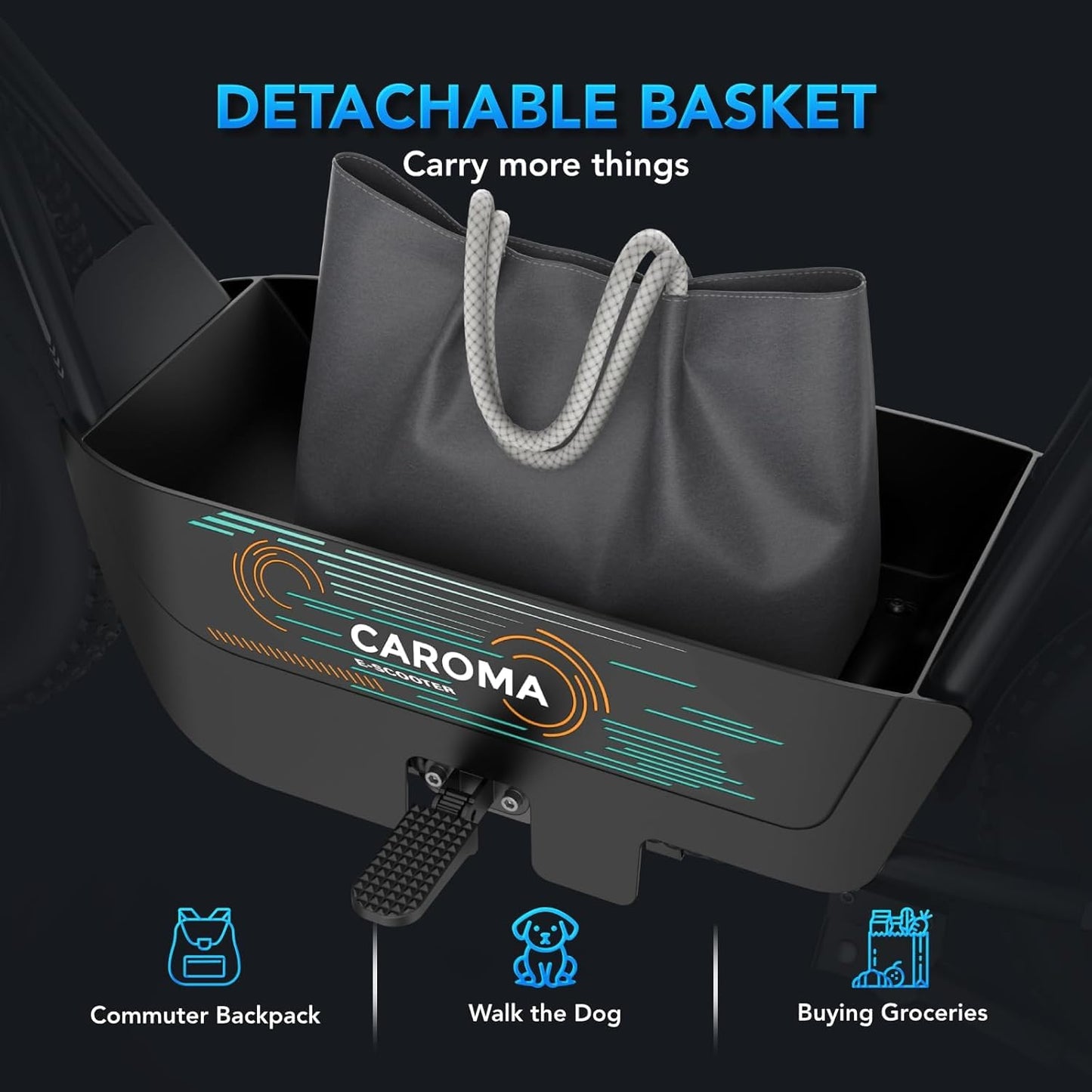 Caroma Peak 560W Electric Scooter with Seat, 16" Fat Tire Electric Scooter for Adults & Teens, 15 Miles Ranges 20MPH Max Speed, Electric Motorcycle for Commuting with Basket